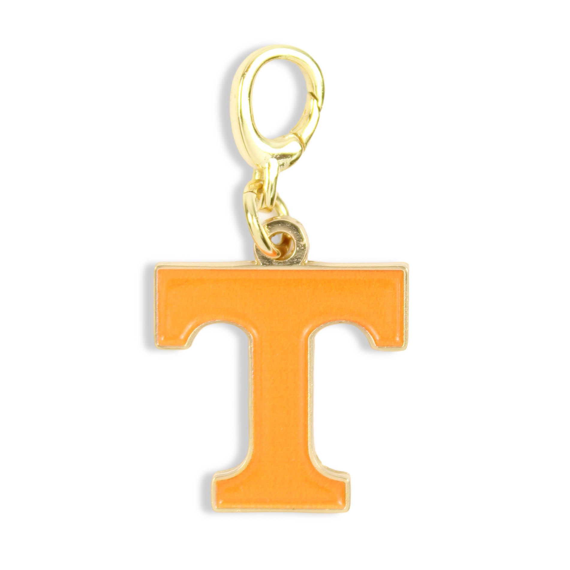 Orange Tennessee T clasp charm with gold trim