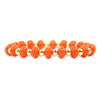 Orange beaded stretch bracelet with gold accent beads on a white background.