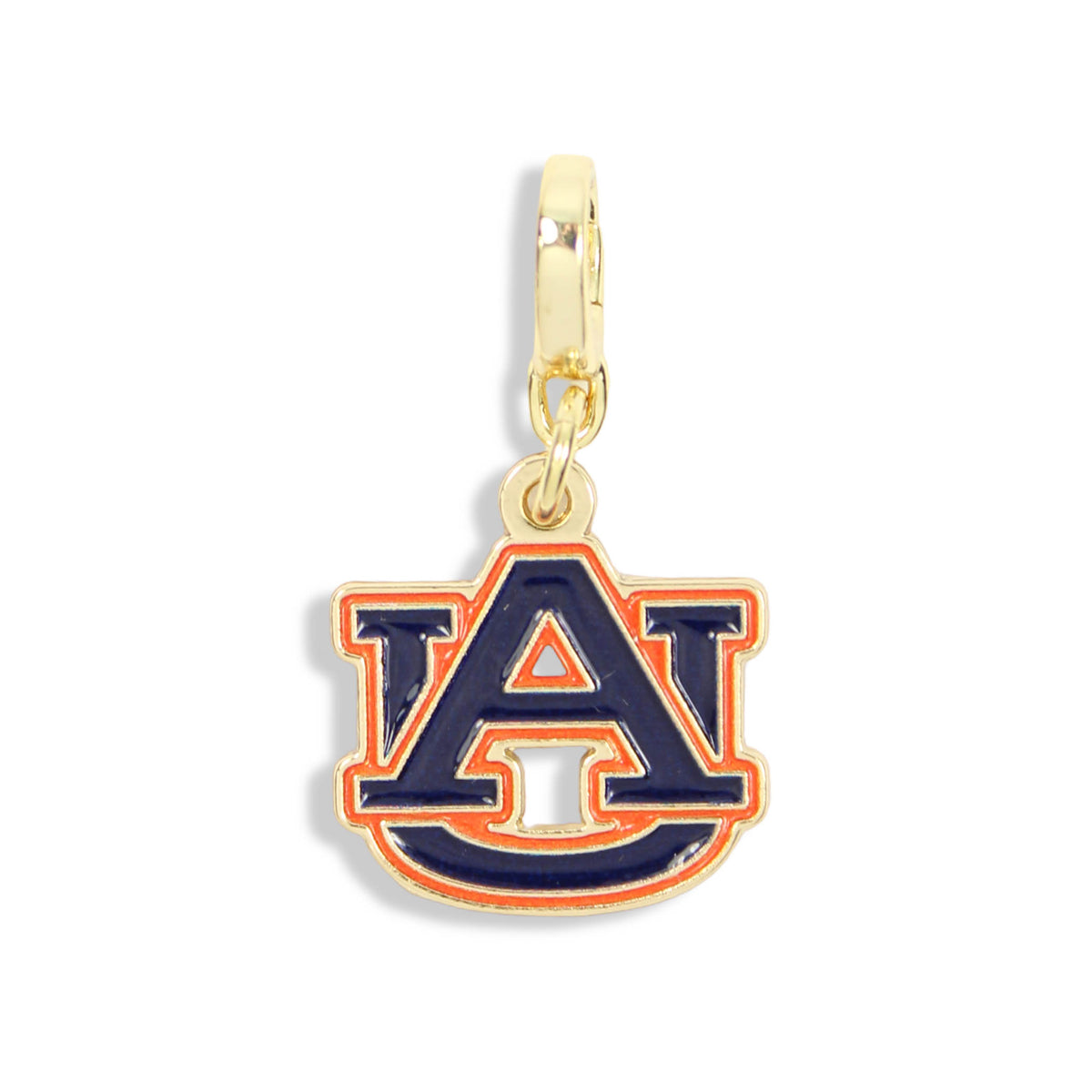 Auburn University AU logo clasp charm in navy orange and gold