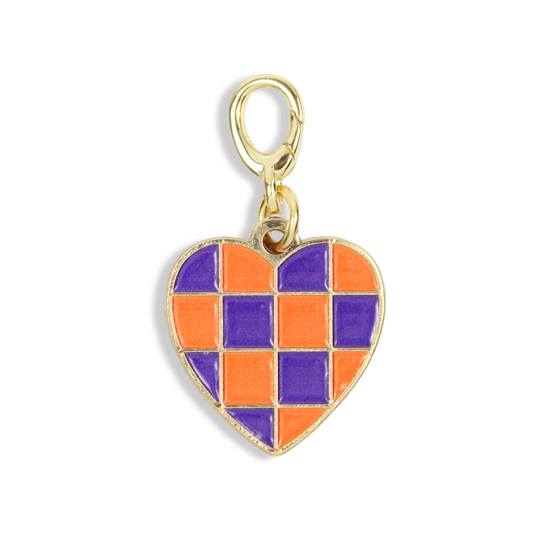 Checkered Heart Charm | Purple & Orange
