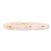 Annie Rosewater Pink Stretch Bracelet featuring soft pink disc beads and gold accents by Bourbon and Boweties.