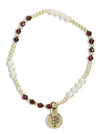Lexi Stretch Bracelet - Maroon & Pearl