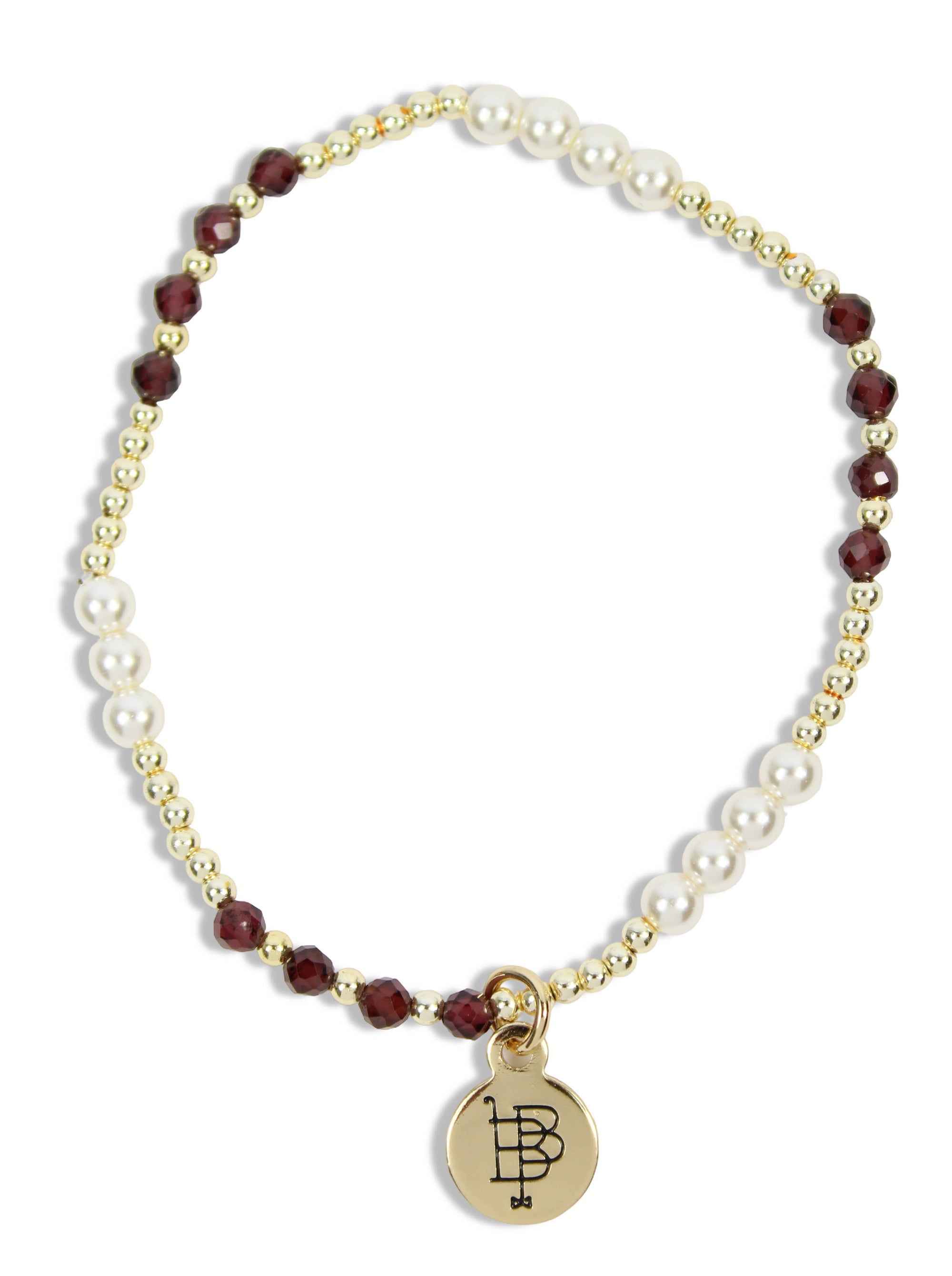 Lexi Stretch Bracelet - Maroon & Pearl