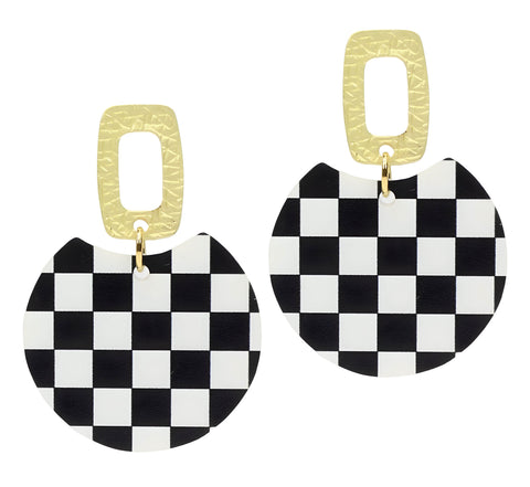 The Leighton Earring - Black Checkered