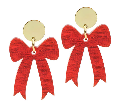 Holiday Bow Earring - Red