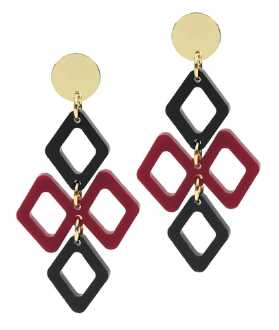 The Alexa Earring - Garnet + Black