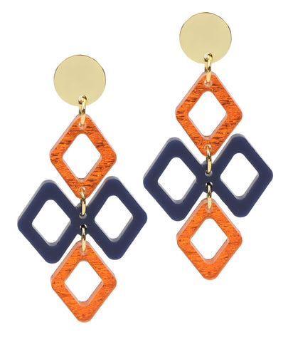 The Alexa Earring - Navy + Orange