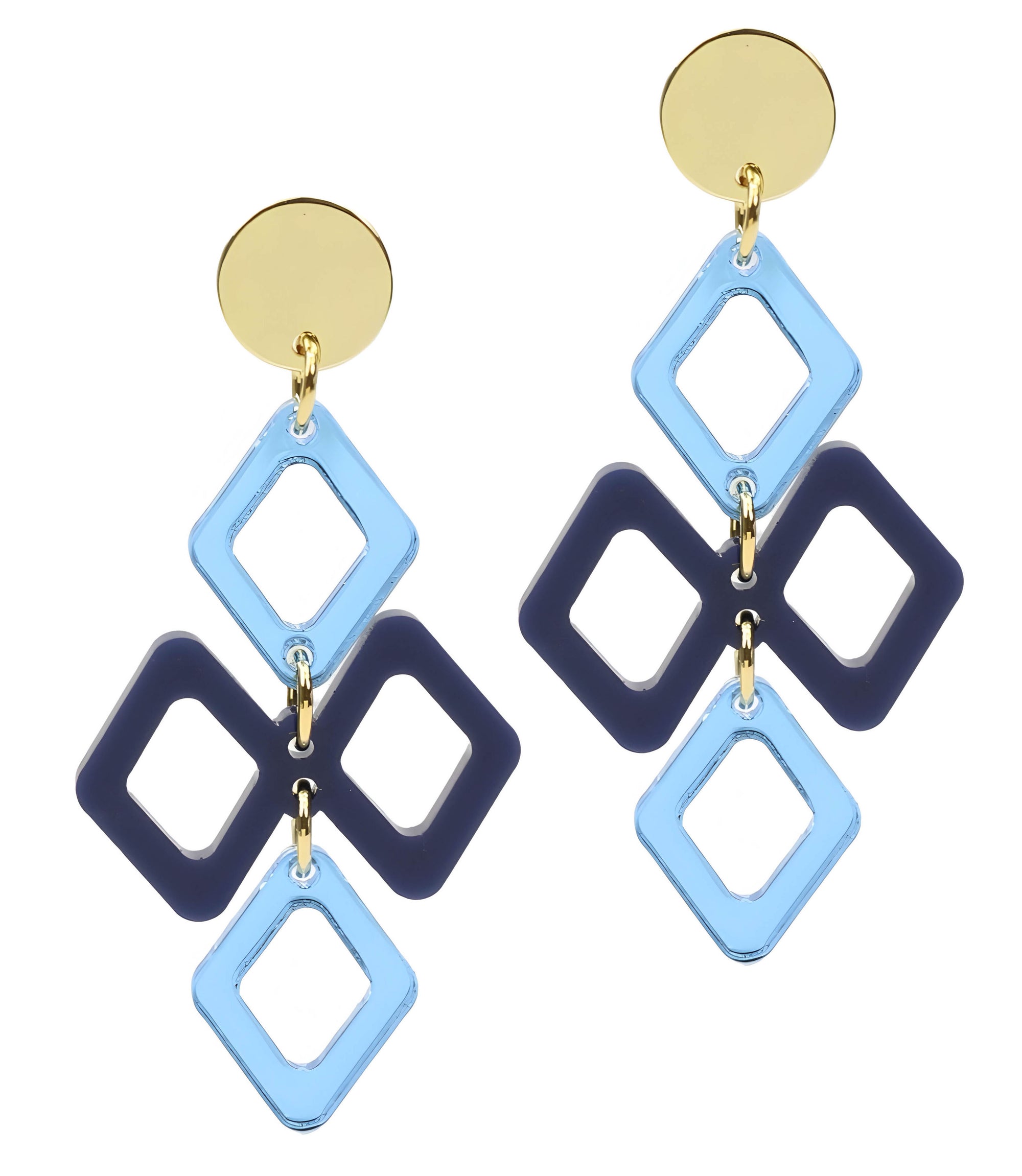The Alexa Earring - Navy + Light Blue