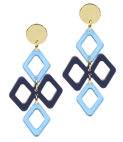 The Alexa Earring - Navy + Light Blue