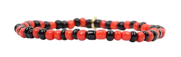Stacker Stretch Bracelet - Black + Red Seed Bead
