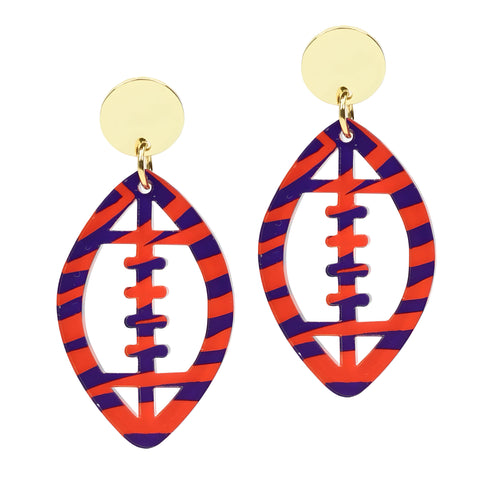 Acrylic Football Earring - Tiger