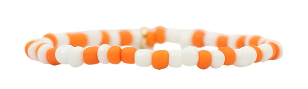 Stacker Stretch Bracelet - Orange + White