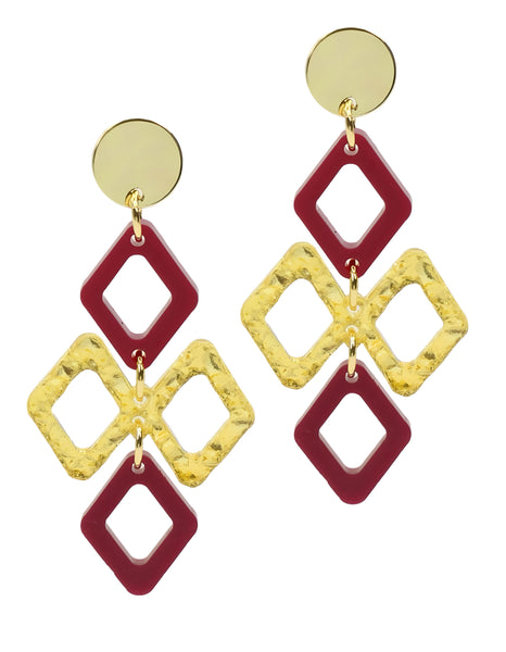 The Alexa Earring - Garnet + Gold