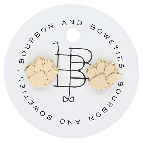 Clemson Tigers Paw Earring - Gold