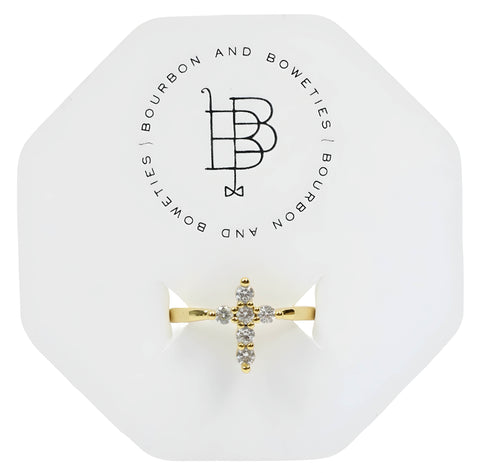 The Rhinestone Cross Ring