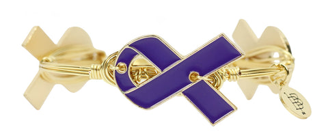 Awareness Ribbon Bangle Bracelet - Alzheimer's