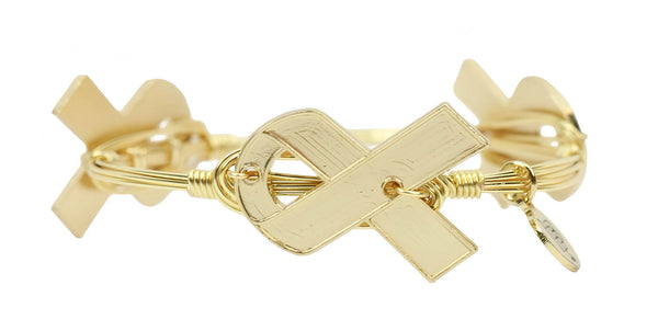 Awareness Ribbon Bangle Bracelet - Gold