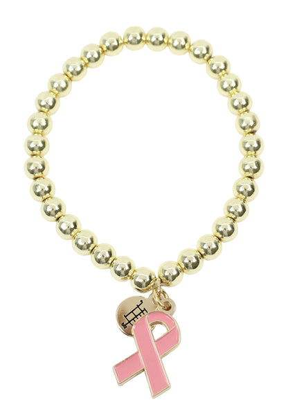 Awareness Ribbon Stacker Bracelet - Breast Cancer