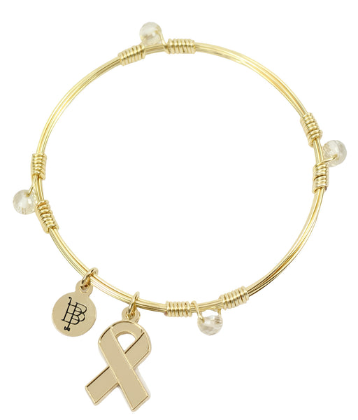 Awareness Ribbon Bangle Stacker - Gold