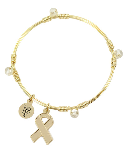 Awareness Ribbon Bangle Stacker - Gold
