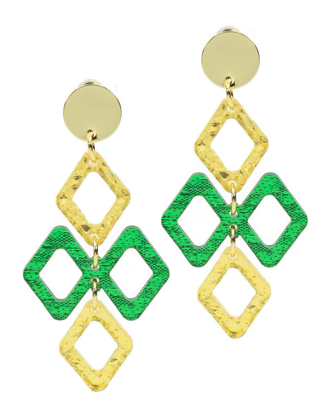 The Alexa Earring - Green + Gold