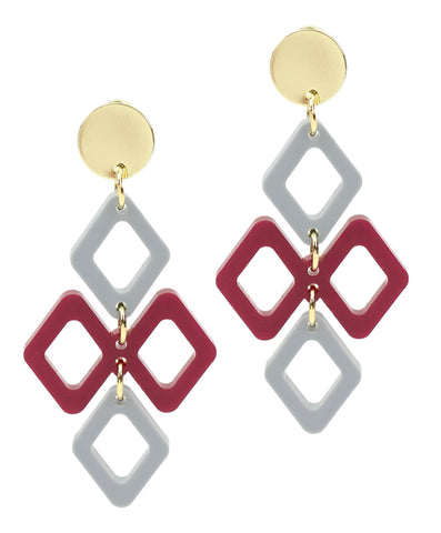 The Alexa Earring - Crimson + Grey