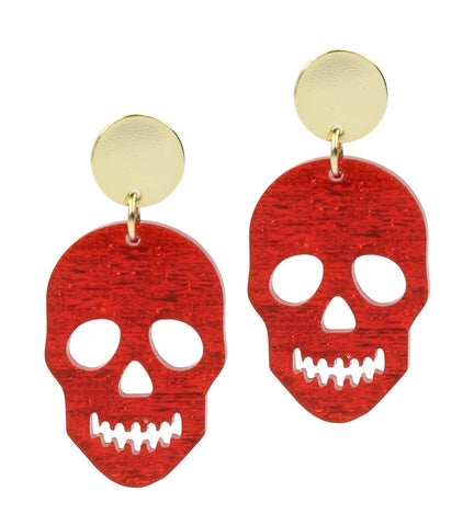 The Skull Earring - Red