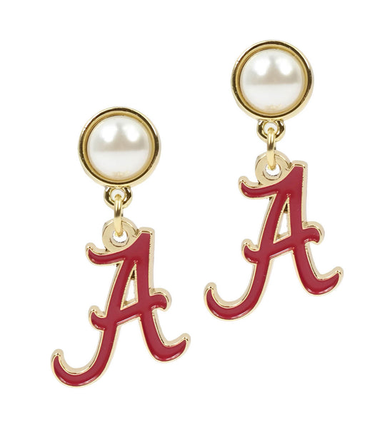 Alabama Initial Pearl Earring