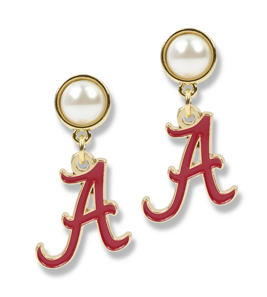 Alabama Initial Pearl Earring