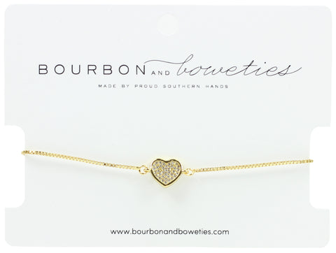 Rhinestone Heart Adjustable Bracelet