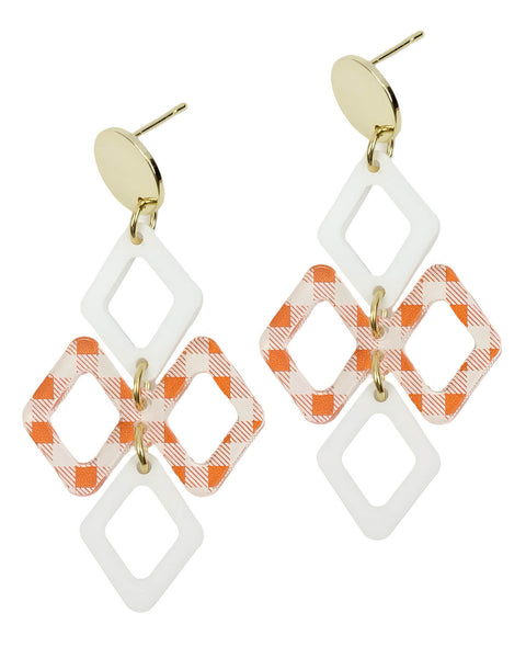 The Alexa Earring - Orange Checkered