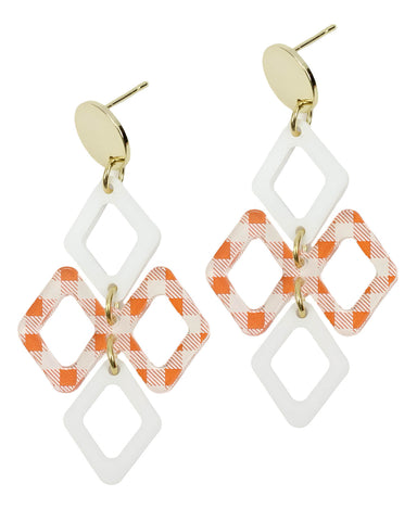 The Alexa Earring - Orange Checkered