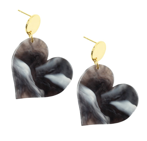 Grey Swirl Heart Earring