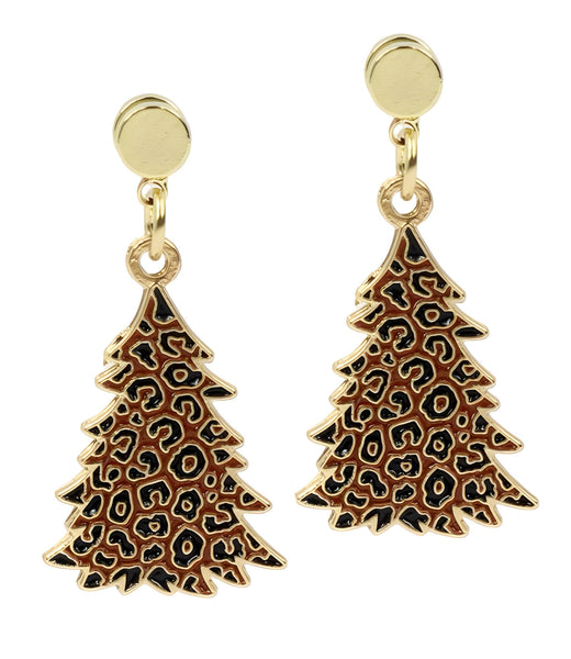 Leopard Christmas Tree Earring