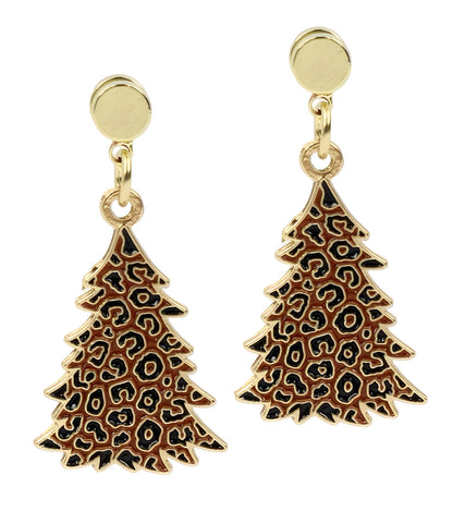 Leopard Christmas Tree Earring