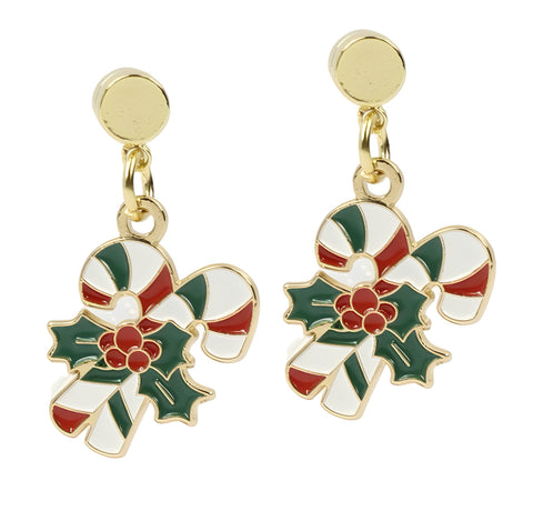 Candy Cane Earring - Red