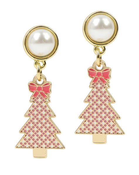 Pink Gingham Tree Earring