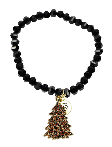 Leopard Christmas Tree Stacker Stretch Bracelet