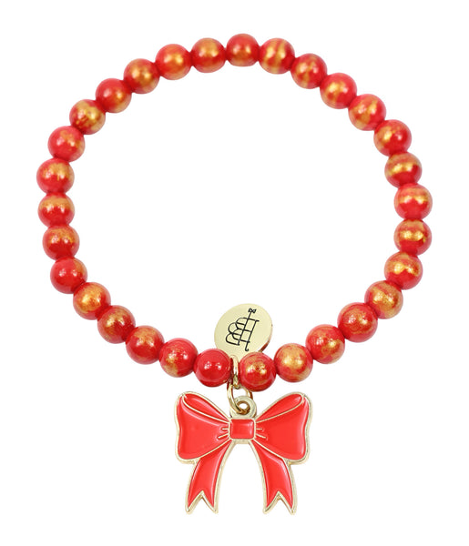 Holiday Bow Stretch Bracelet - Red