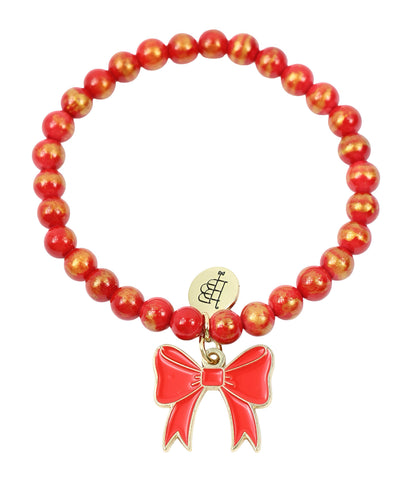 Holiday Bow Stretch Bracelet - Red