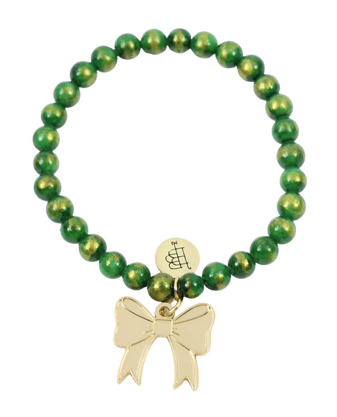 Holiday Bow Stretch Bracelet - Spruce