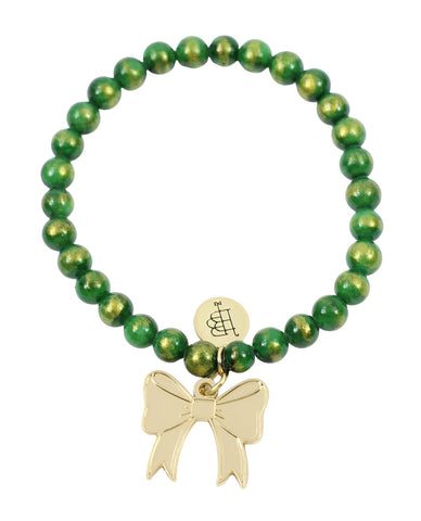 Holiday Bow Stretch Bracelet - Spruce