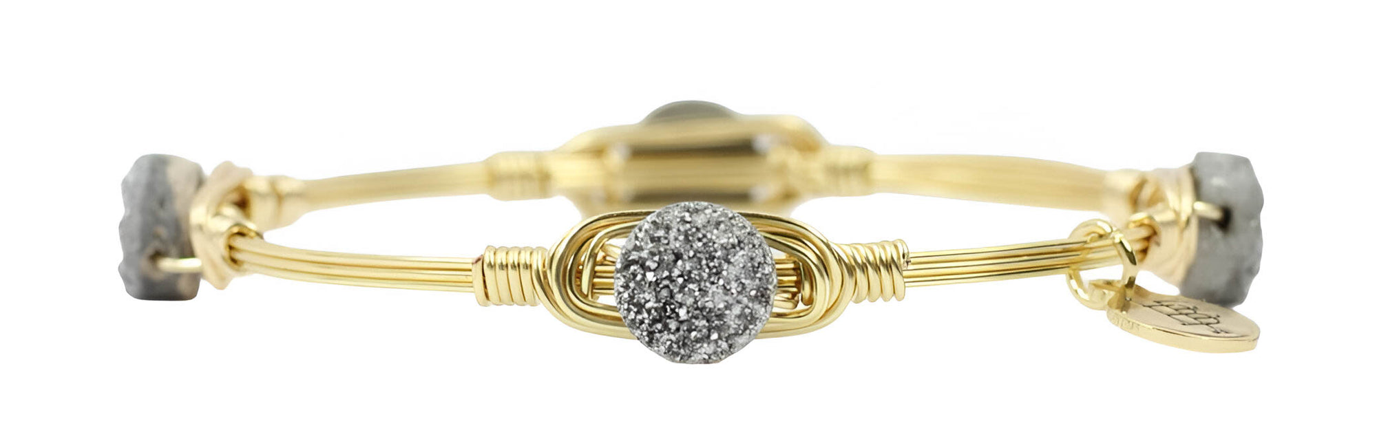 Silver Druzy Bangle Bracelet