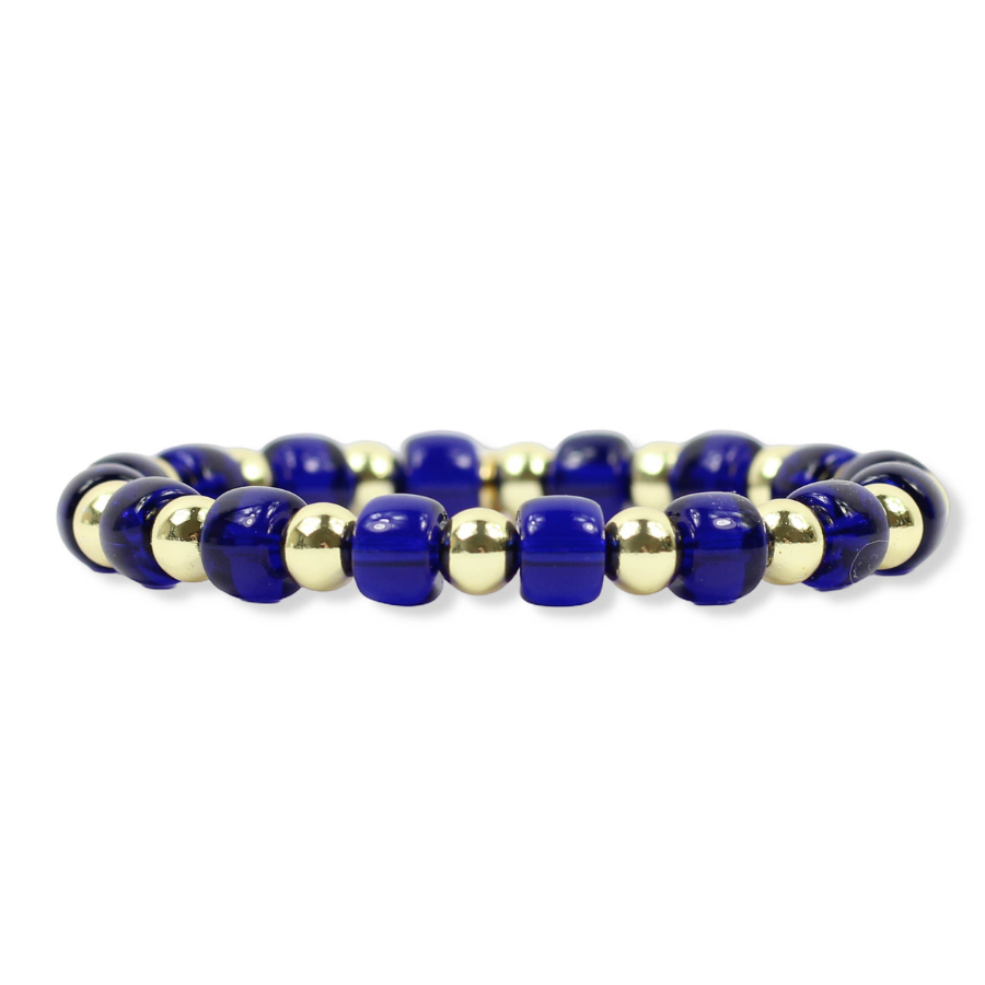 Annie Stretch Bracelet - Navy Glass