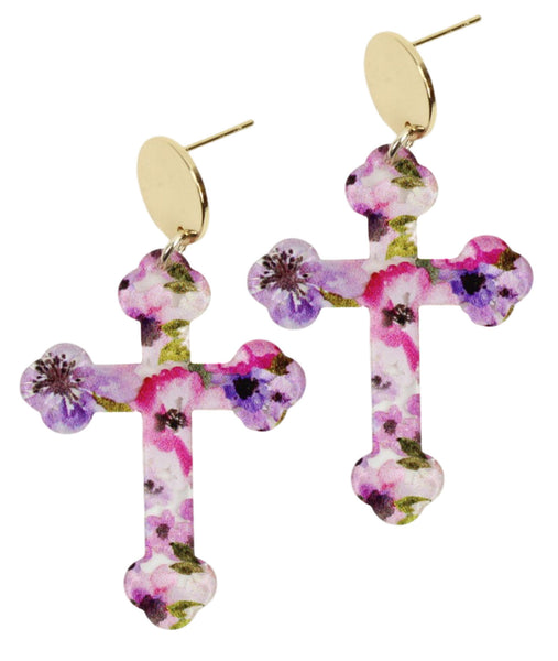 The Floral Cross Earring