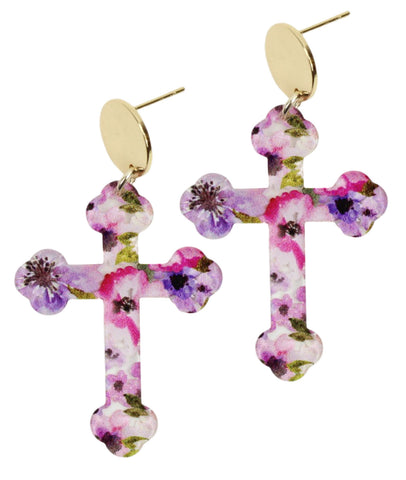 The Floral Cross Earring