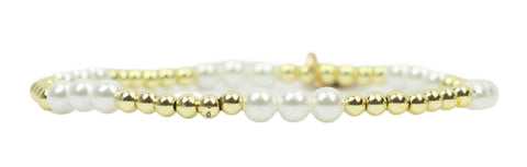 Stacker Stretch Bracelet - Mini Pearl + Gold Mix