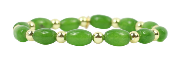 Gigi Stretch Bracelet - Green Rice Bead