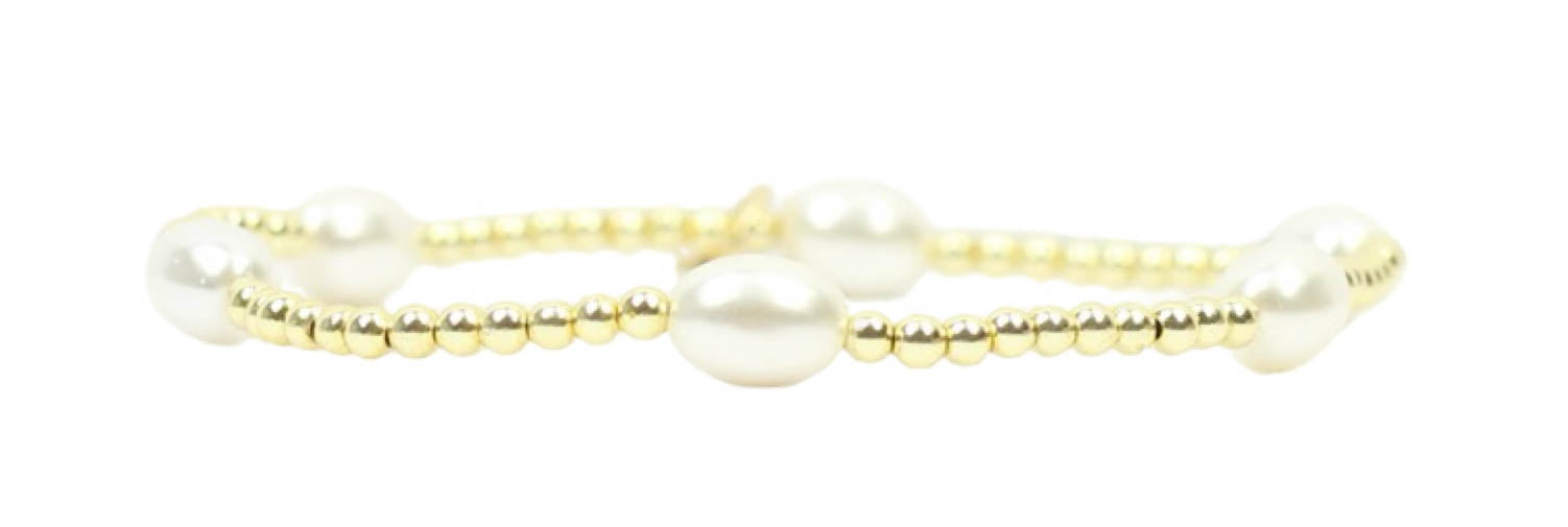 Mini Lexi Stretch Bracelet - Oval Pearl