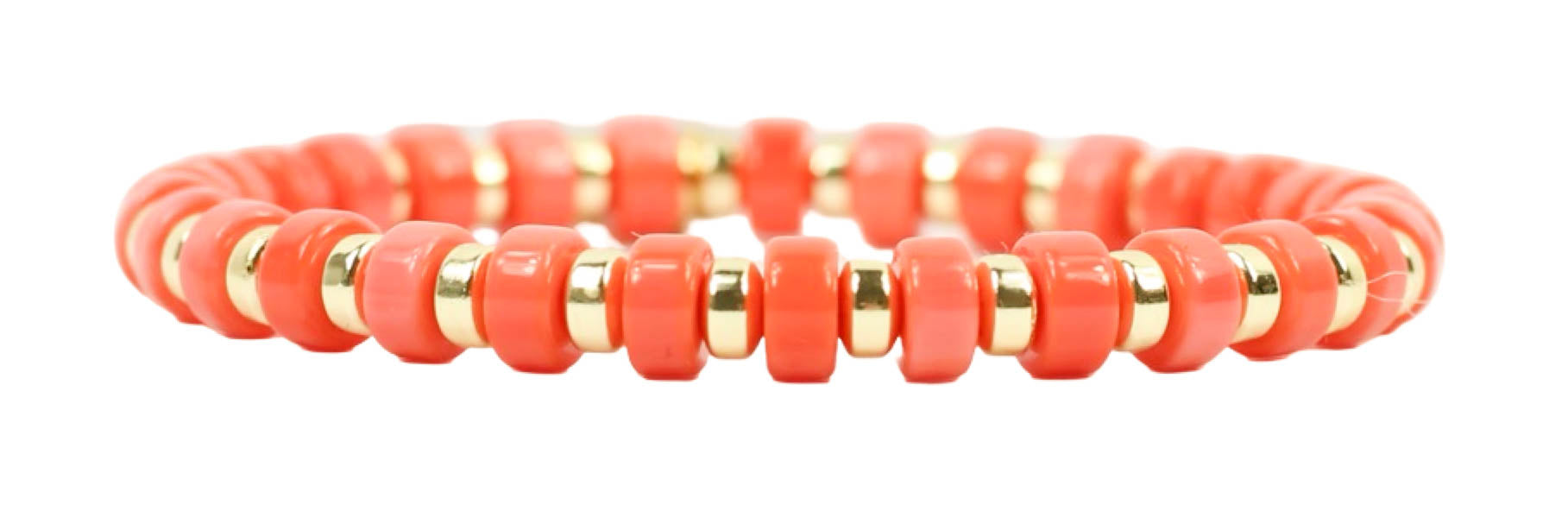 Gigi Stretch Bracelet - Coral Disc